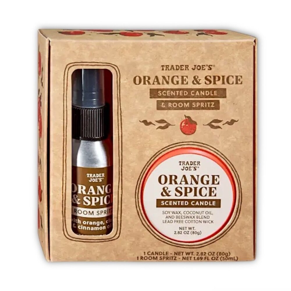 Trader Joe's—Limited Edition Orange Spice Candle & Room Spritz Gift Set *NIB*